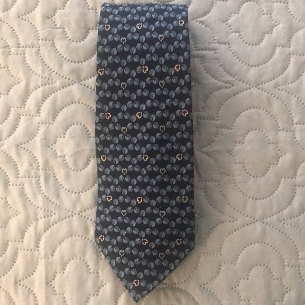 Mila Schon Schön Silk Neck Tie Blue Ivory Easter Spring